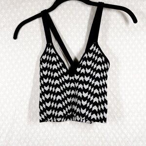 Free People Intimately Black White‎ Chevron Print Racerback Tank Top